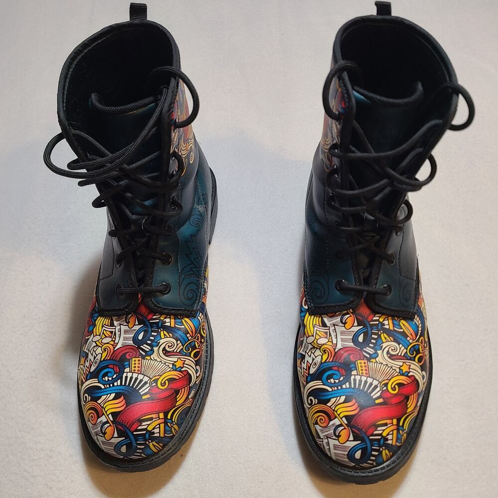 Unisex Yes We Vibe Vegan leather color Music Theme Bohemian Boots 10M/12W